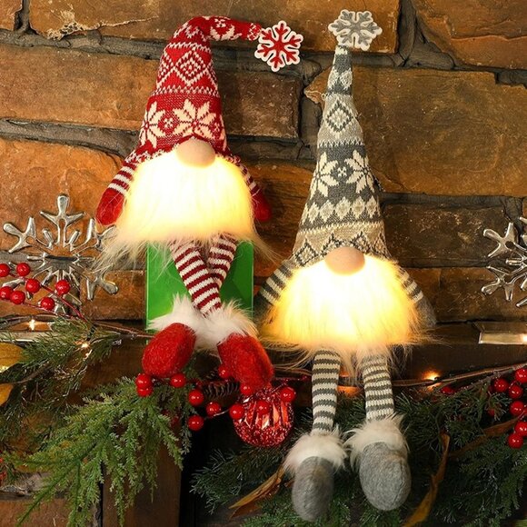 NEW 2 Pack Lighted Christmas Gnomes with Dangling Legs, 19.5Inch - Picture 7 of 10
